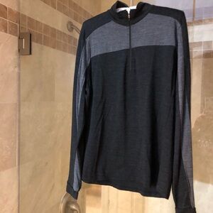 Women's Ibex 100% Merino Wool Gray Quarter Zip Base Layer Top two tone xl